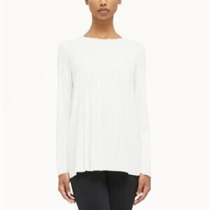 Wolford Aurora Pure Pullover Long Sleeve Tee Loose Stretch Solid White SMALL